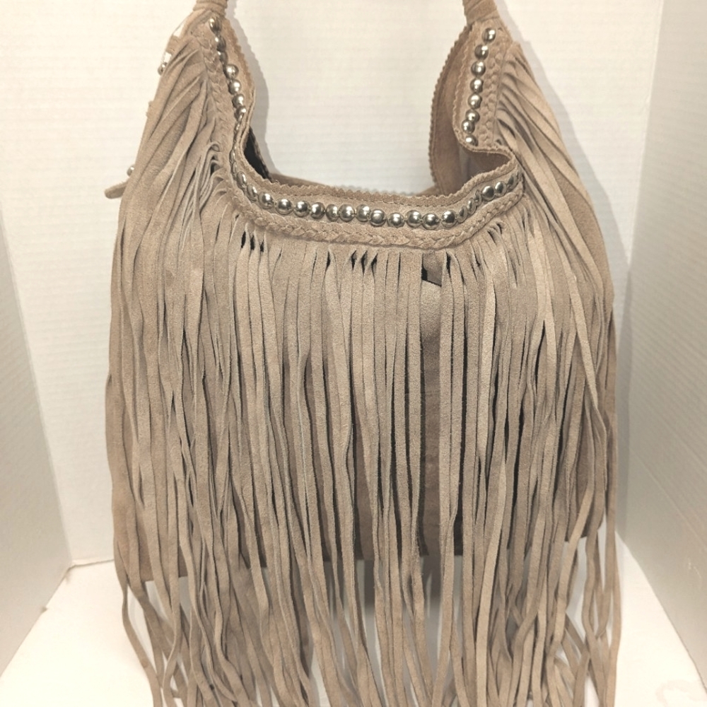Sondra Roberts Fringe Suede Hobo